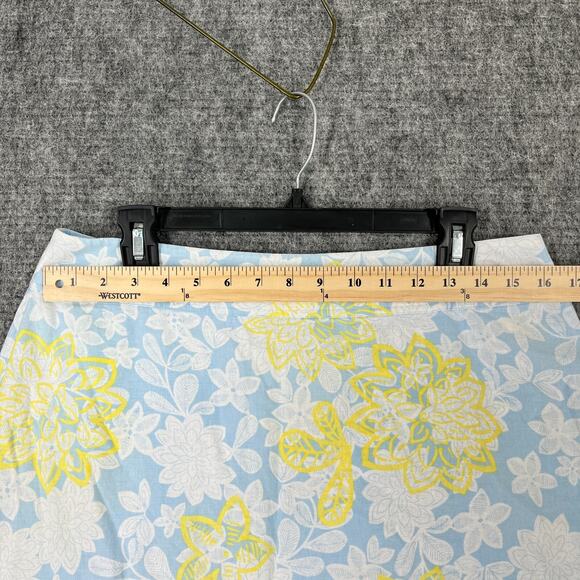 Duck Head Skirt Womens 12 Blue Floral Linen A-Line Cottagecore Farm Boho Peasant - Picture 6 of 9